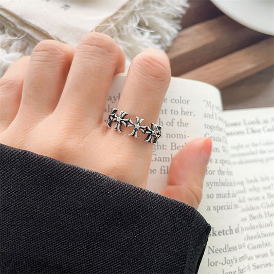 Clustered Gothic Cross Ring