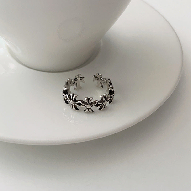 Clustered Gothic Cross Ring