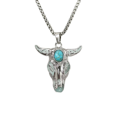 Bull Skull Opal Glowing Pendant