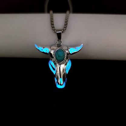 Bull Skull Opal Glowing Pendant