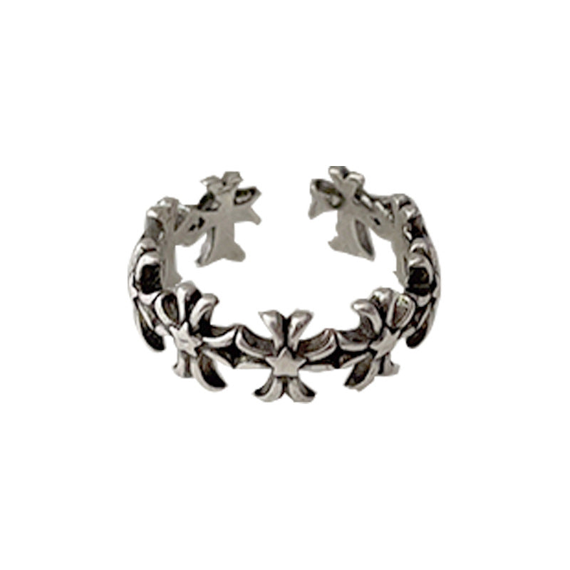 Clustered Gothic Cross Ring