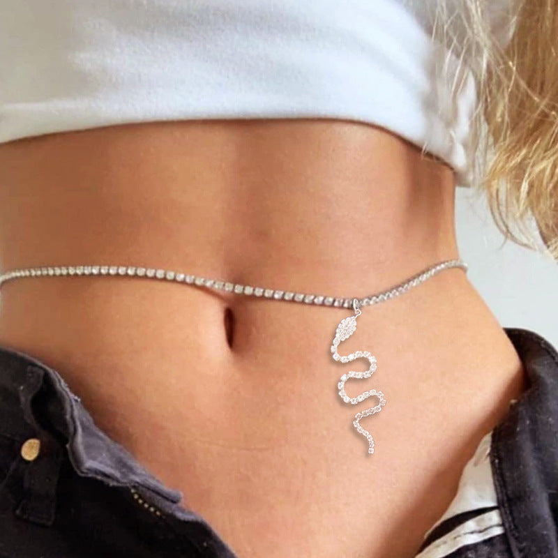 Diamond Studded Snake Waist Chain