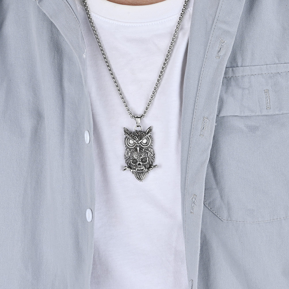 Oxidised Silver Owl Pendant