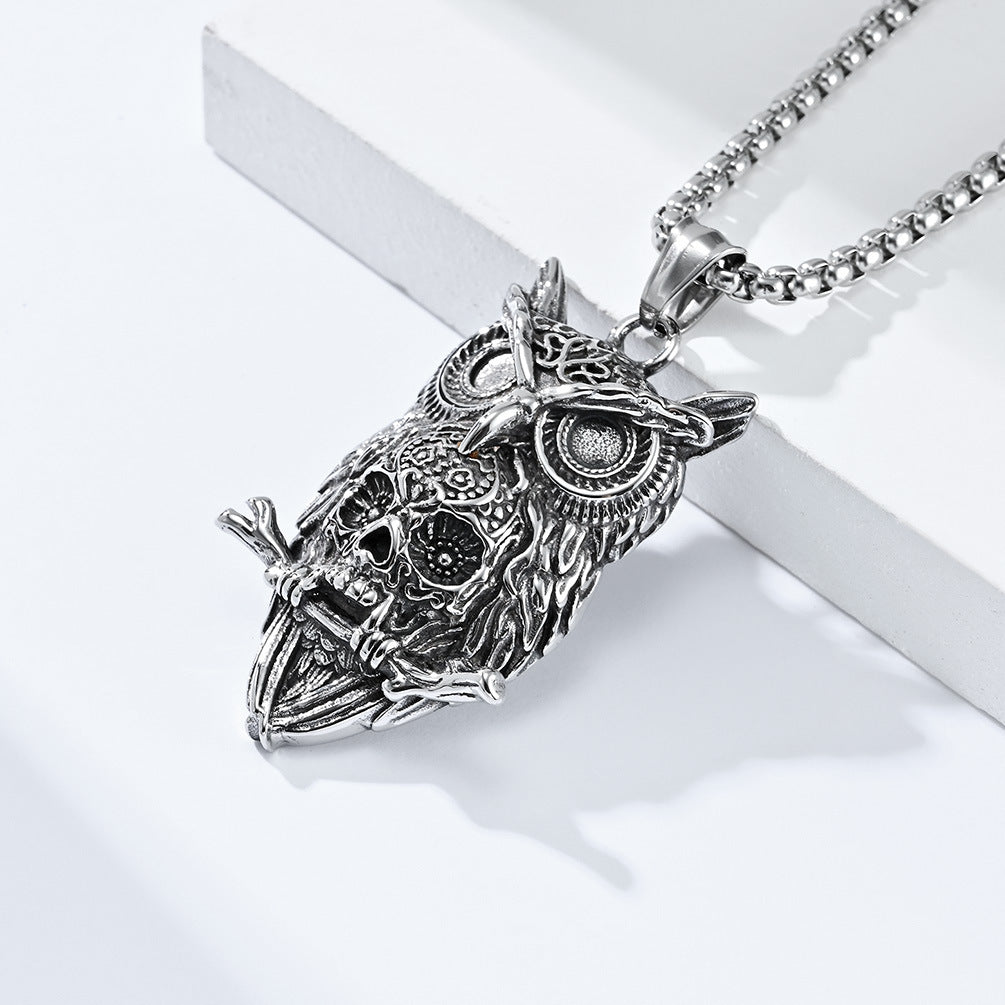 Oxidised Silver Owl Pendant