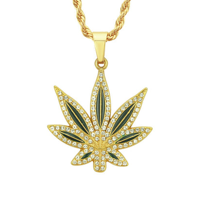 Emerald Blaze Cannabis Leaf Pendant