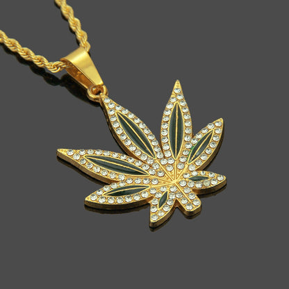 Emerald Blaze Cannabis Leaf Pendant