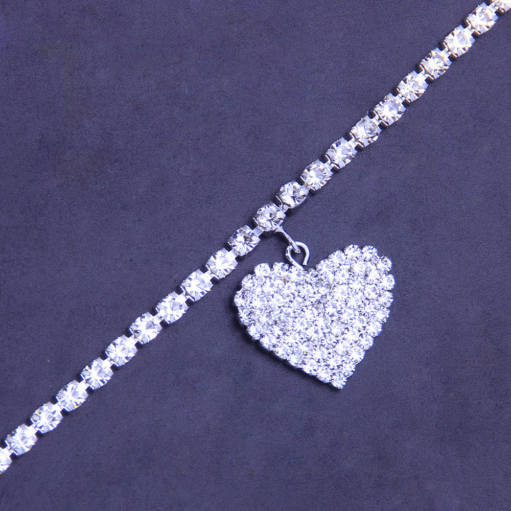 Diamond Studded Heart Anklet